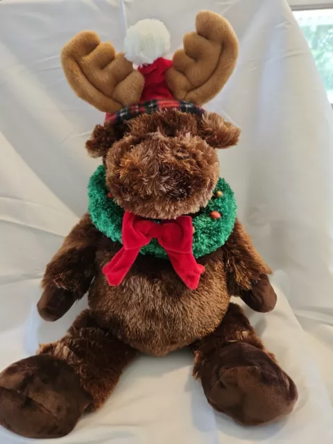 19 Inch Gund Plush,Christmas Pal Moose,Brown REINDEER Wreath Stuffed Animal