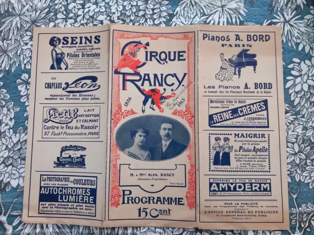 programme circus circo zirkus cirque Rancy 1913 2