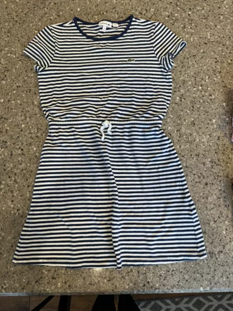 Lacoste Girls Dress, Size 12, Blue And White Stripes VGUC