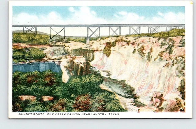 Postcard TX Pecos River High Bridge Sunset Route Union Pacific RR, 1920s