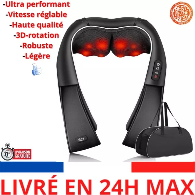 ALLJOY Masseur Cervical, Massage Dos et Cou avec Chauffage 3D-rotation Vitesse R