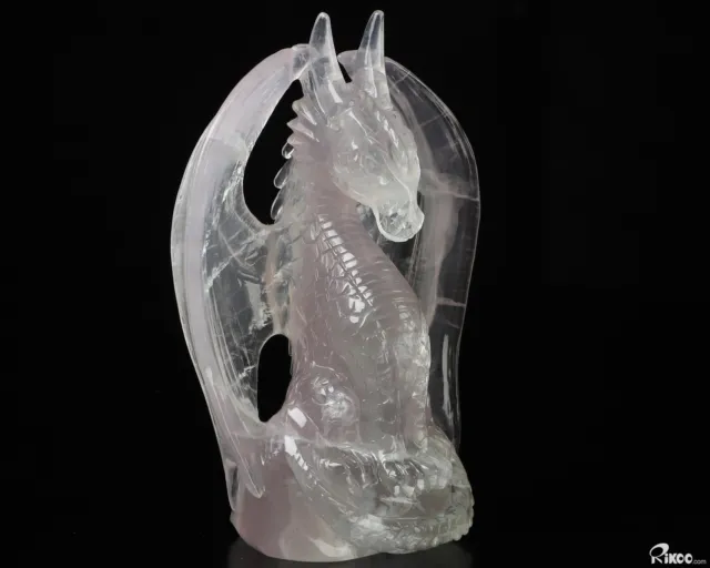 5.1" Fluorite Hand Carved Crystal Dragon Sculpture, Crystal Healing