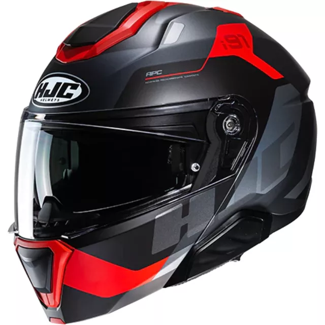 HJC Casque de Moto M - i91 Carst - Casque Modulable Schwarz-Anthrazit-Rot Mat