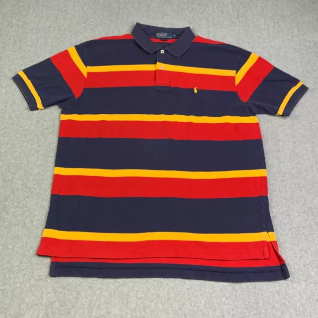 POLO RALPH LAUREN Polo Shirt Adult XL Blue Red Striped Pony Rugby ...