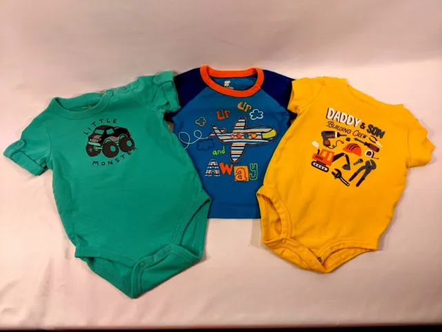 Infant Boy's Size 6Month One-Piece Rompers and T-Shirt Short Sleeve  Lot of 3