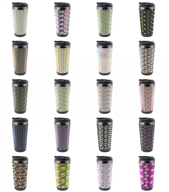 Ambesonne Leaves Print Travel Mug Steel Thermal Cup 16 oz