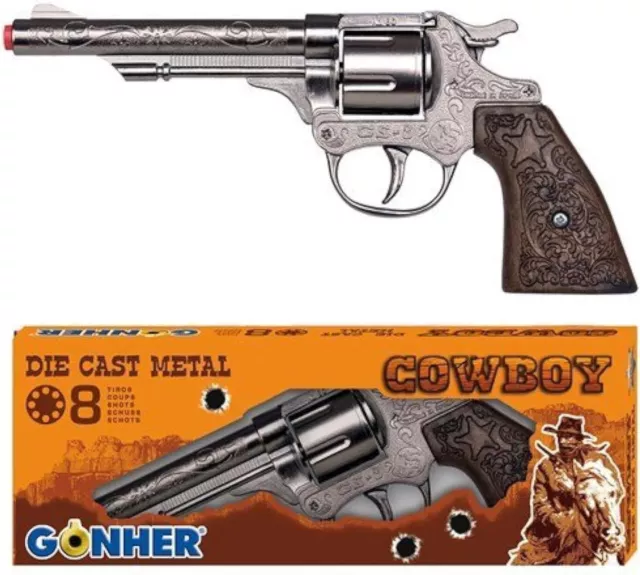 Peterkin Gonher Druckguss Metall 8 Ringe Schuss Cowboy Pistole, 20,5 cm