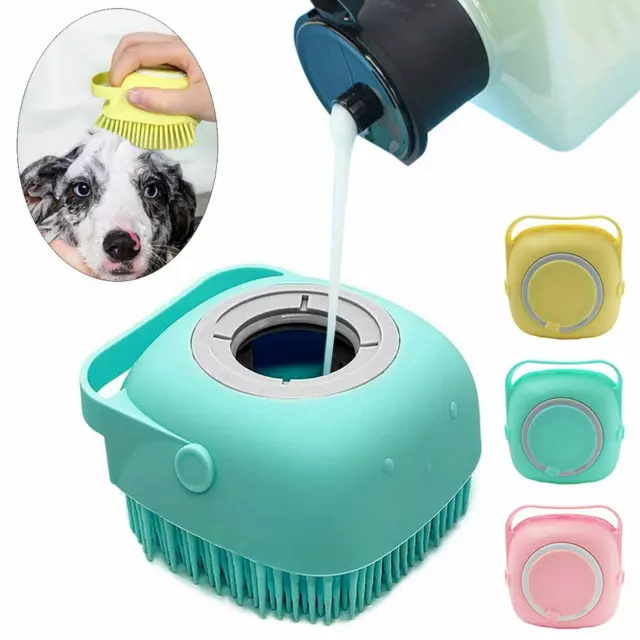 1/2Pcs Pet Dog Cat Massage Bath Brush Scrubber Shampoo Silicone Dispenser Shower
