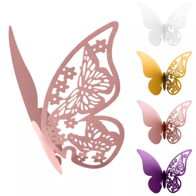 Butterfly Wedding Name Place Card For Wine Glass Laser Cut On Pearlescent Cards