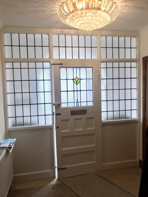 Antique Original Leaded Glass Front Door, Great Condition For It’s Age