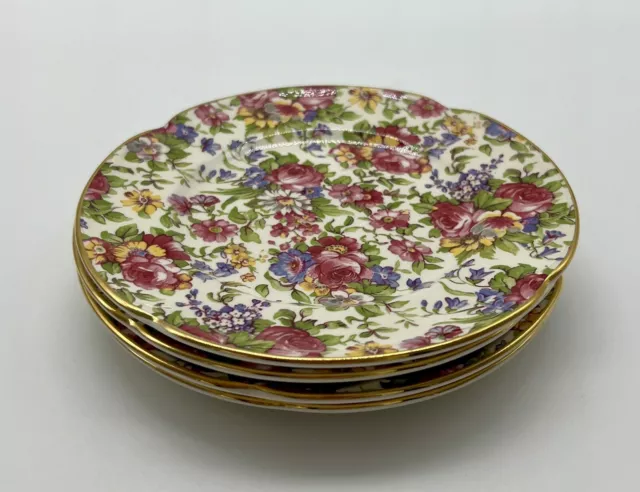 Set of 4 House of Claridge Chintz Collectors Edition Bread Plates England 6.25"