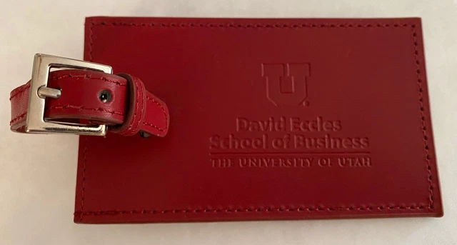 New University Of Utah David Eccles School Of Business Red Luggage Tag Cowhide