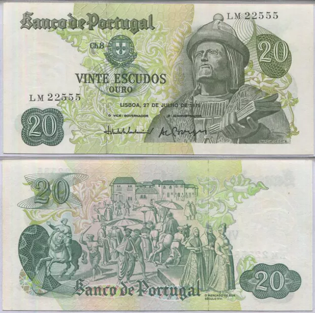 Portugal 20 Escudos 1974 P 171 NICE Number 22555 AUnc