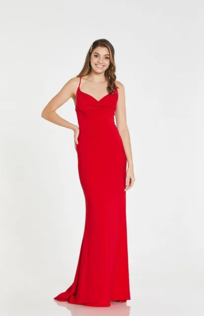 Tiffanys suri Size 8 Uk red fishtail prom dress lace up BNWT