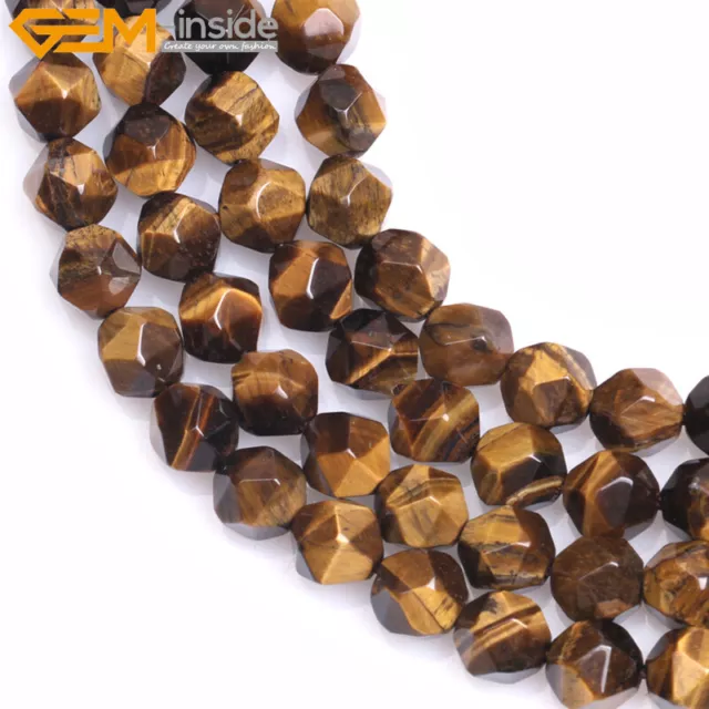 Tiger's Eye Gemstone Assorted Color Faceted Loose Beads For Jewery Making 15"
