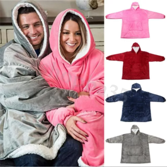 Oversized Fleece Hoodie Blanket Ultra Plush Sherpa Giant Hooded Sweatshirt Soft