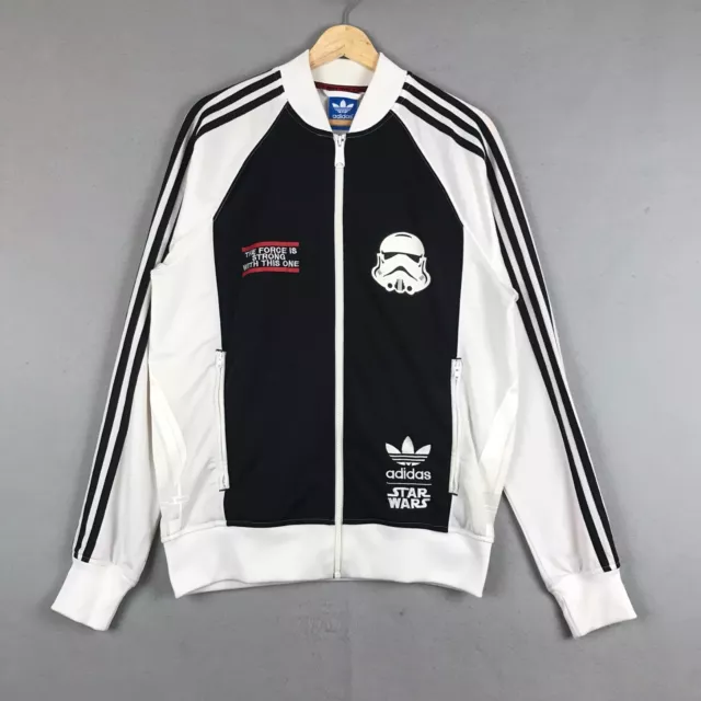 Adidas Star Wars Jacket Mens Medium Black White Storm Trooper Death Star Zip Up