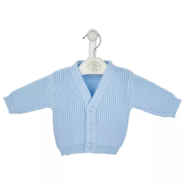 Tiny Baby Knitted Cardigan Ribbed, Premature Newborn, Blue Pink White Boy Girl