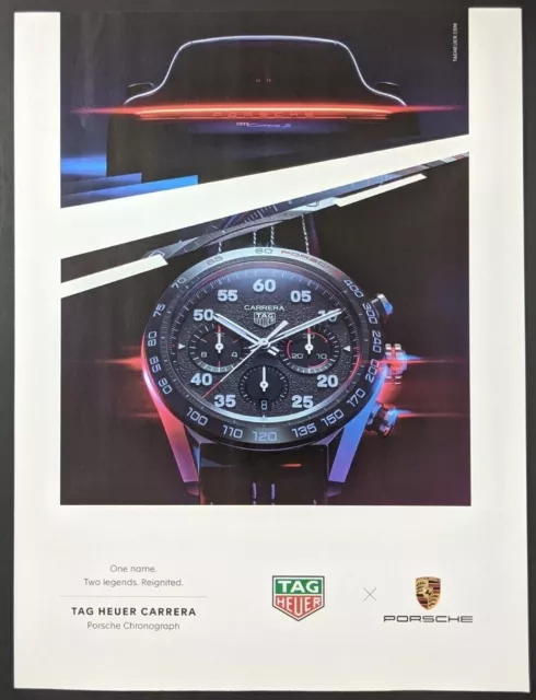 TAG Heuer Carrera Print Ad Watch Poster Art PROMO Original Porsche Chronograph