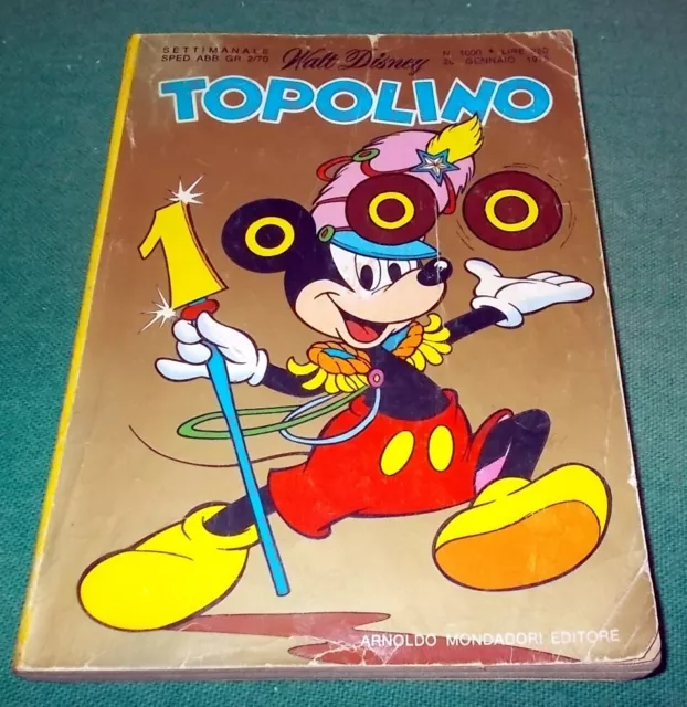 TOPOLINO libretto n. 1000 Tondo ORIGINALE edizioni Mondadori del 26 Gennaio 1975