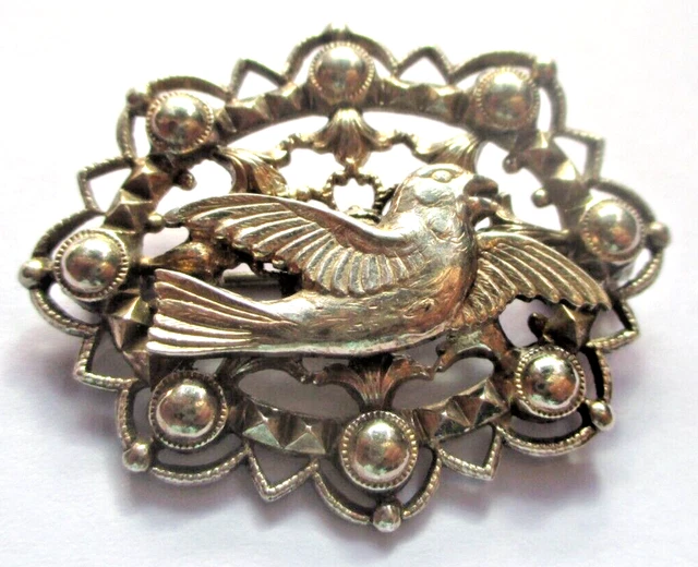 Broche En Argent Massif Et émaux Cloisonnés Motif Fleur - Vintage, Excellent état
