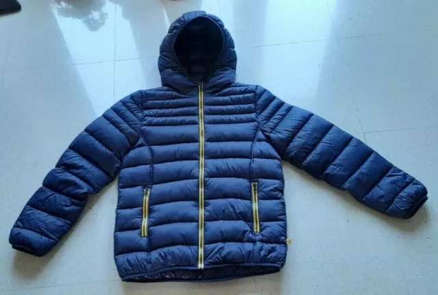 Giubbotto Piumino Benetton Bambino/a Blu con Cappuccio Tg. 3XL 13-14 Anni 170 cm