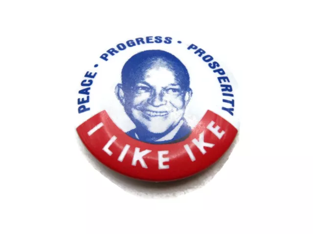 I Like Ike Pin Pace Progress Prosperità Bianco Sfondo