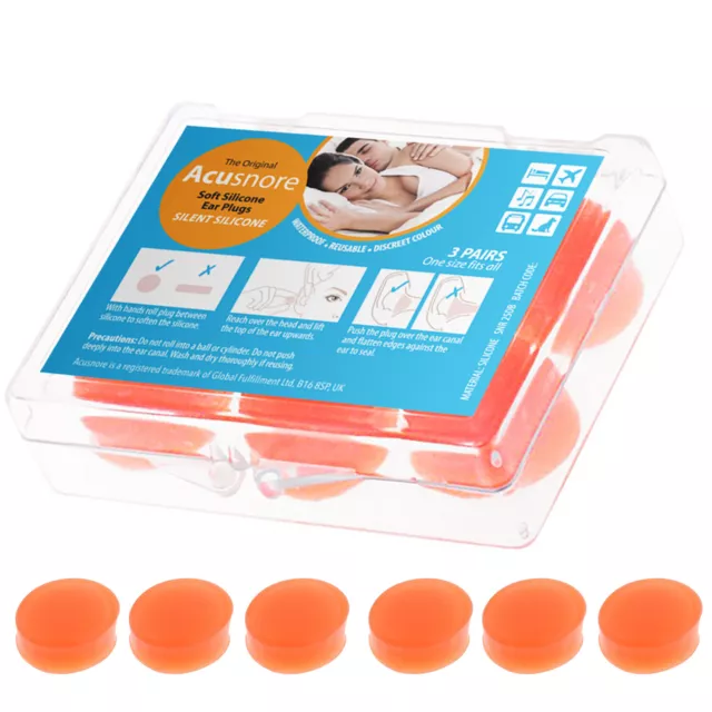 Acusnore Ear Plugs Soft Silicone Comfortable Adjustable Sleeping Aid Moldable UK