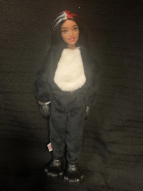 2022 Cutie Reveal Panda Plush Costume Barbie Loose Doll No Mask Black Red Hair