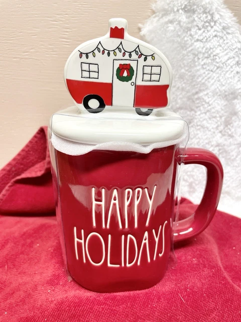NEW Rae Dunn Red Christmas HAPPY HOLIDAYS Mug  Travel Trailer Camper Topper 2022