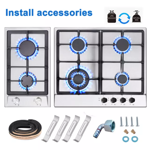 Gas Hob 2-4 Burners Stainless Steel Kitchen Built in Gas Cooktop NG/LPG