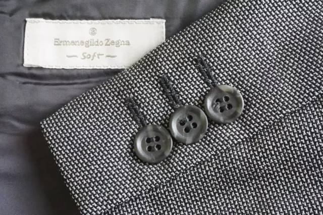 Ermengildo Zegna Negro Gris Tejido Lana Mezcla Deporte Abrigo Chaqueta Talla 44R