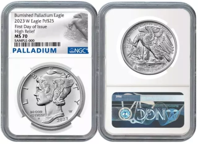 2023 W Eagle Burnished Palladium Pd$25 Ngc Ms70 First Day Of Issue Presale