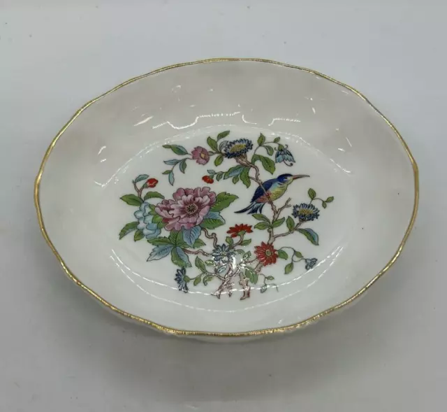Aynsley "Pembroke" Fine English Bone China Trinket Soap Dish Bird Floral Pattern