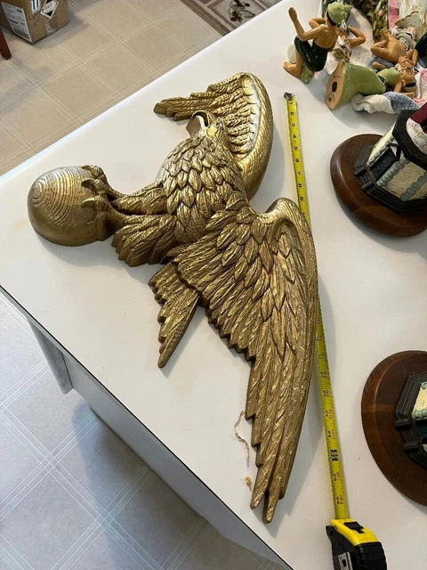 Vintage Large Patriotic Eagle Wall Display gold color 26 in
