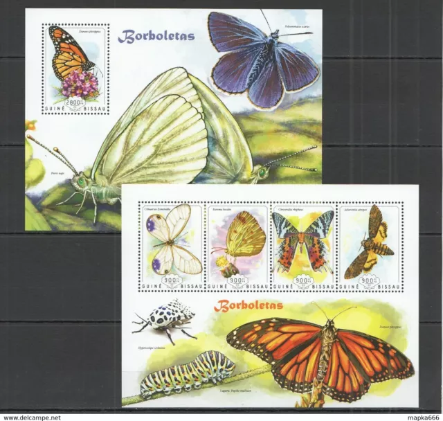 St1102 2014 Guinea-Bissau Butterflies Fauna Insects Kb+Bl Mnh Stamps