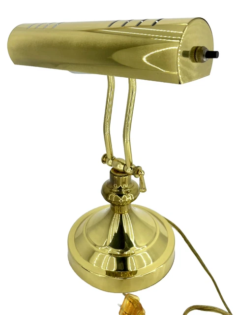 Vintage Brass Lamp Underwriters Labs Desk Piano Tabletop Tested Works