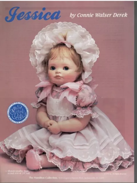 Vintage 1989 Hamilton Collection Heritage Porcelain Doll, JESSICA 18" NEW IN BOX