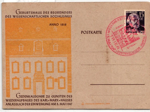 Französische Zone Rheinland-Pfalz 5 auf Postkarte #IS023