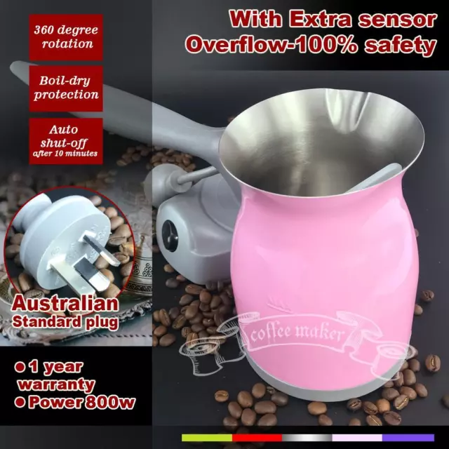 Pink Electric Nevery Spilling Out 200ml Turkish coffee maker with Sensor Coffee