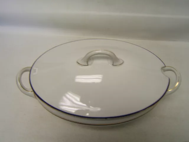 Schonwald SCD81 Tureen w/ Cover White with Cobalt Blue Band Gold Rim 2