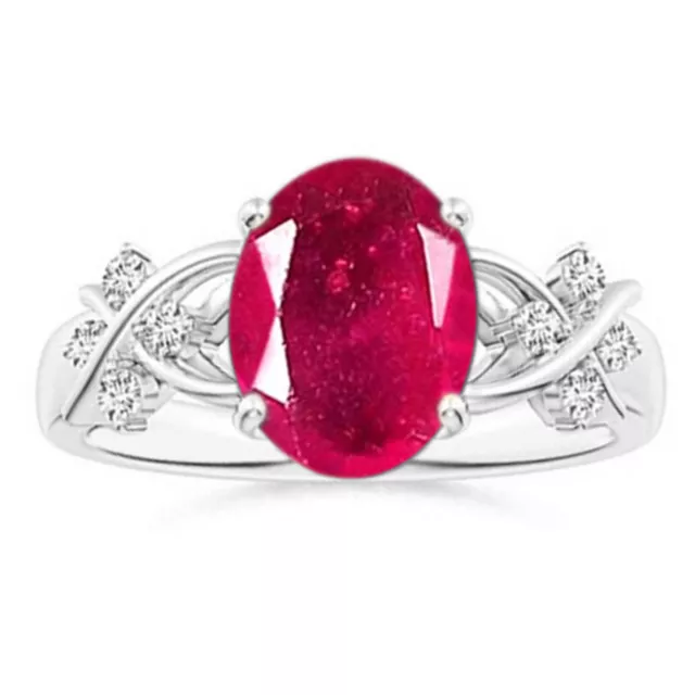 2.10Ct 100% Natural Burmese Red Ruby & IGI Certified Diamond Ring In 14KT Gold