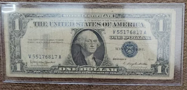 1957 Silver Certificate Rare Dollar Bill Blue Seal Old US Bill $1 Money Series B