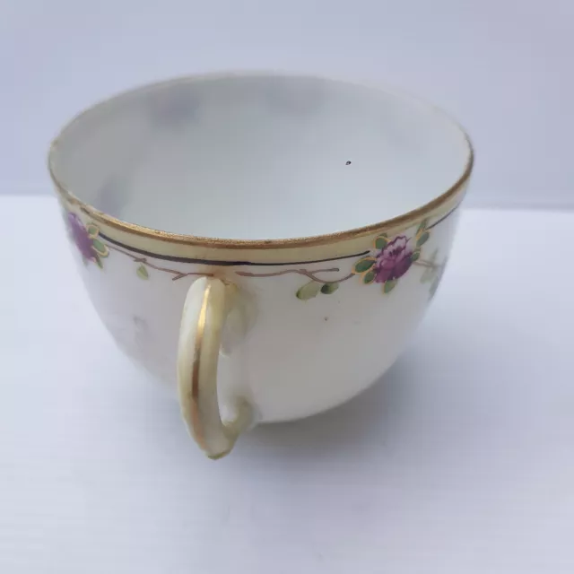 Vintage Japanese  High Tea Cup Pink Roses Gold orphan kutani see through 2