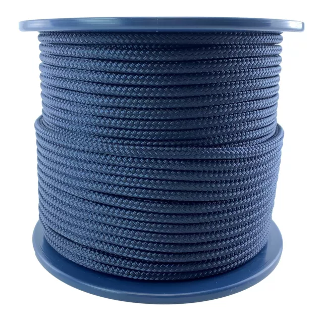 6mm Navy Blue Double Braid Polyester Rope x 20 Metres, Quality Docklines Marine