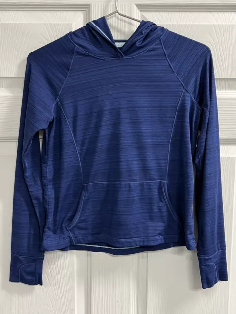 Athleta Girl Blue Hoodie Long Sleeve Pullover Kangaroo Pocket - Large - VGUC