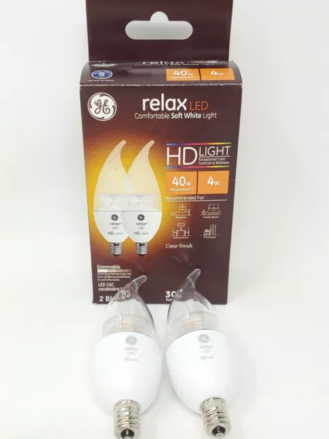 GE LED Relax HD Light 4 Watt 40 Watt Replacement CAC Dimmable Candelabra Base