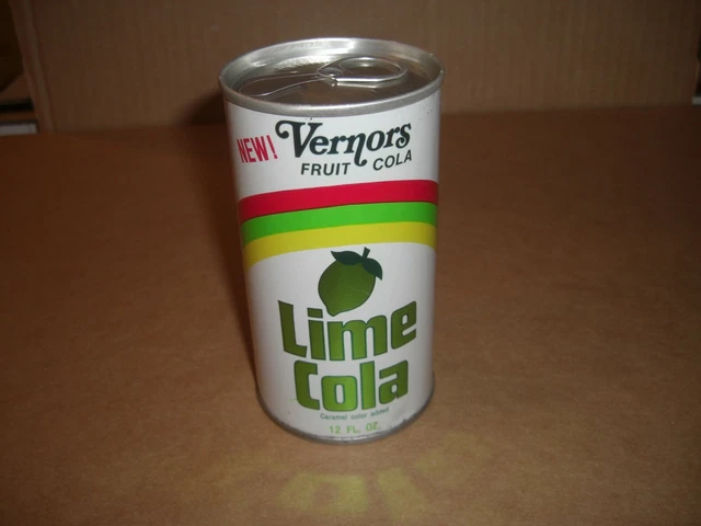 New Vernors Fruit Cola Lime Cola Soda 12 OZ. S/S Can 1970's Original