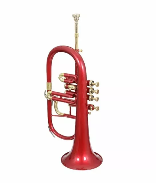 Flugel Horn Bb Flat RED Finishing With Free Hard Case+Mouthpiece