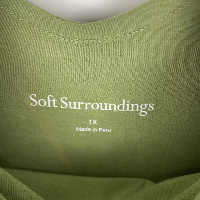 SOFT SURROUNDINGS PIMA Cotton Short Sleeve High-Low Dress Olive Green ...